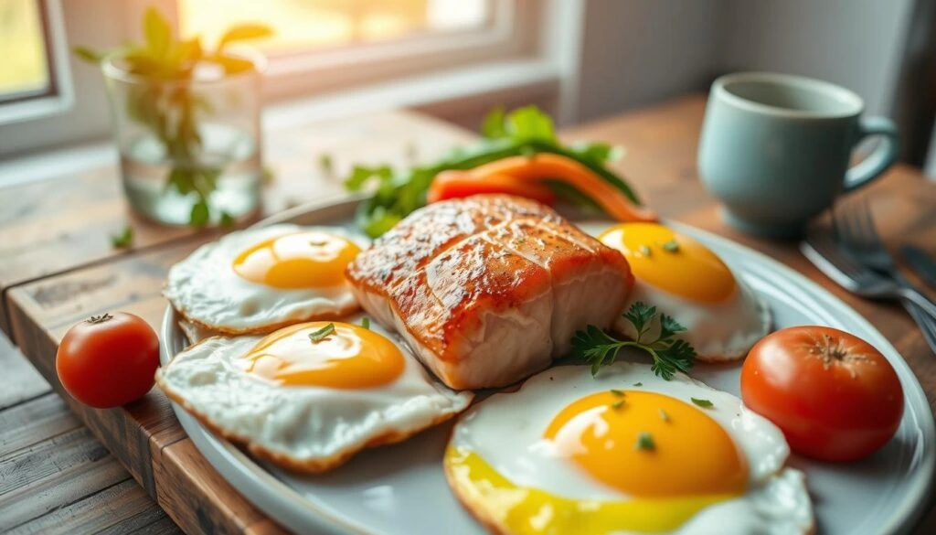 salmon and eggs breakfast